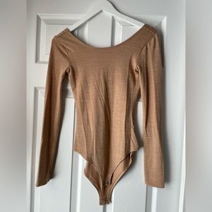 Forever 21 long sleeve bodysuit, caramel brown, size small